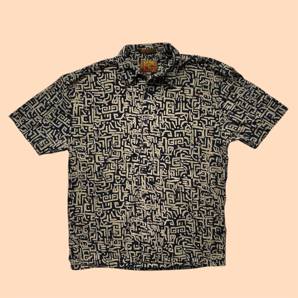 Vintage 90s Club International AOP Abstract Short Sleeve Button Down Medium
